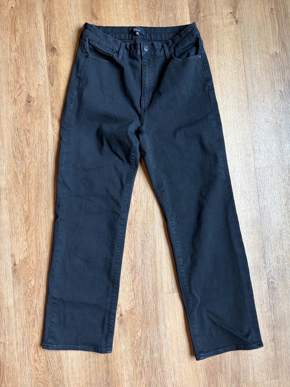 Quince Bella Stretch High Rise Straight Jeans Black Women’s 29